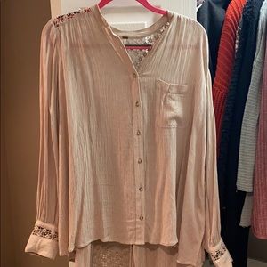 Tan button down blouse